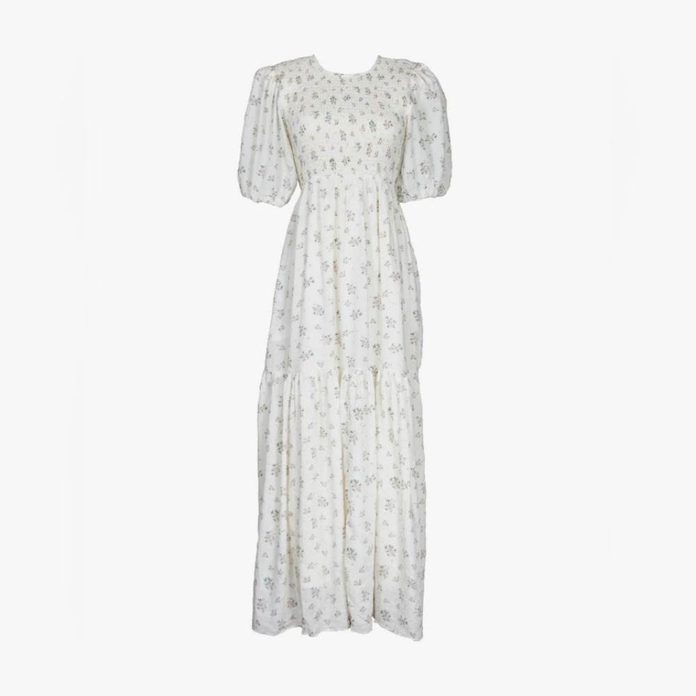 En Saison | Cotton Floral Maxi Dress With Open Back